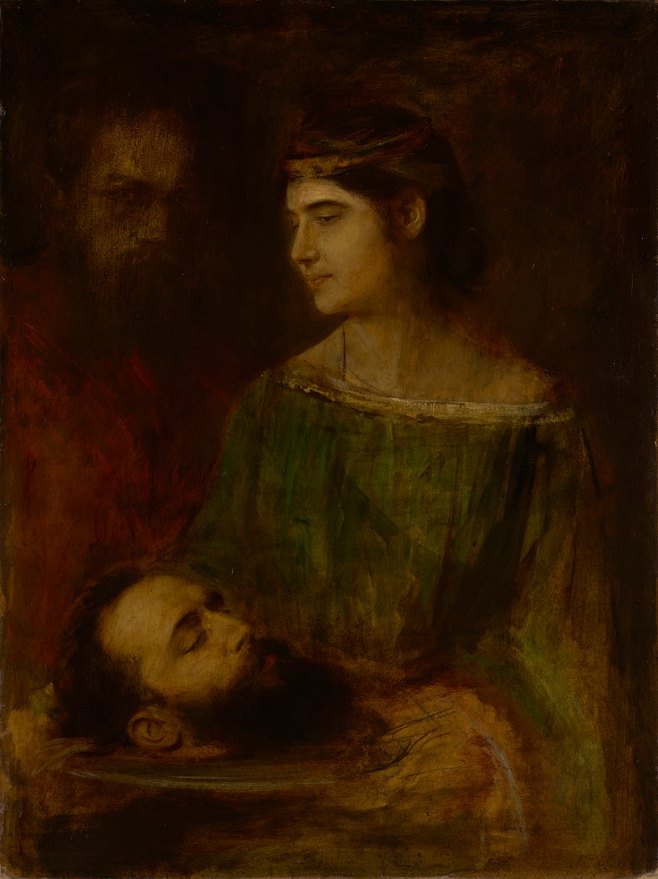 Herodias’ datter med Johannes’ hode; halvfigur i stående stilling av Franz von Lenbach