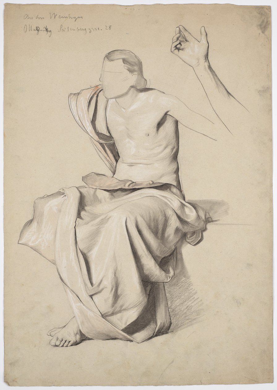 Figurstudie for takmaleriet "Resitasjon" i Stadttheater Reichenberg/Liberec av Franz von Matsch