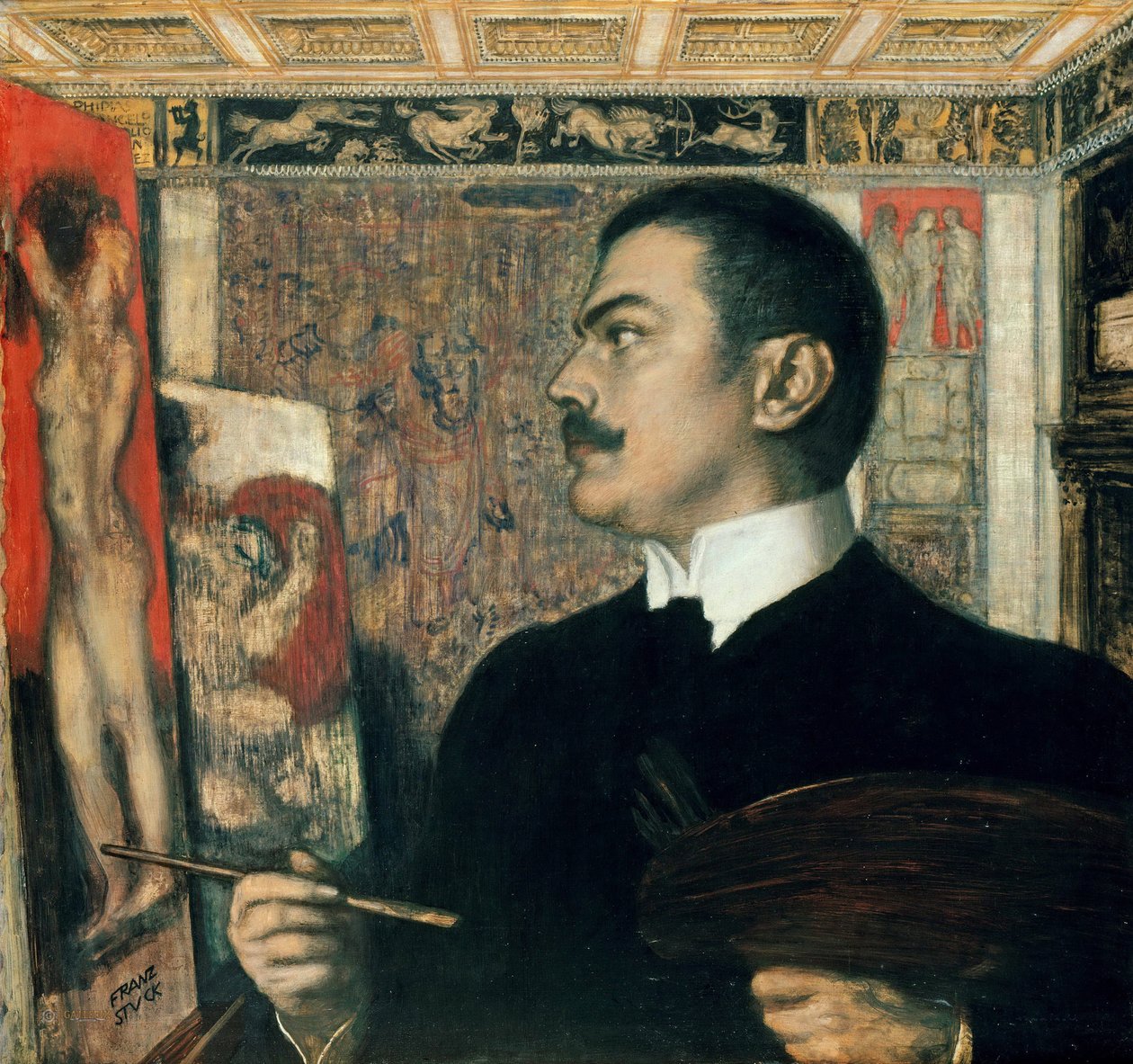 "Selvportrett i studio" (Selvportrett i studio) Maleri av Franz von Ritter Stuck (1863-1928) 1905 Staatliche Museen, Berlin av Franz von Stuck