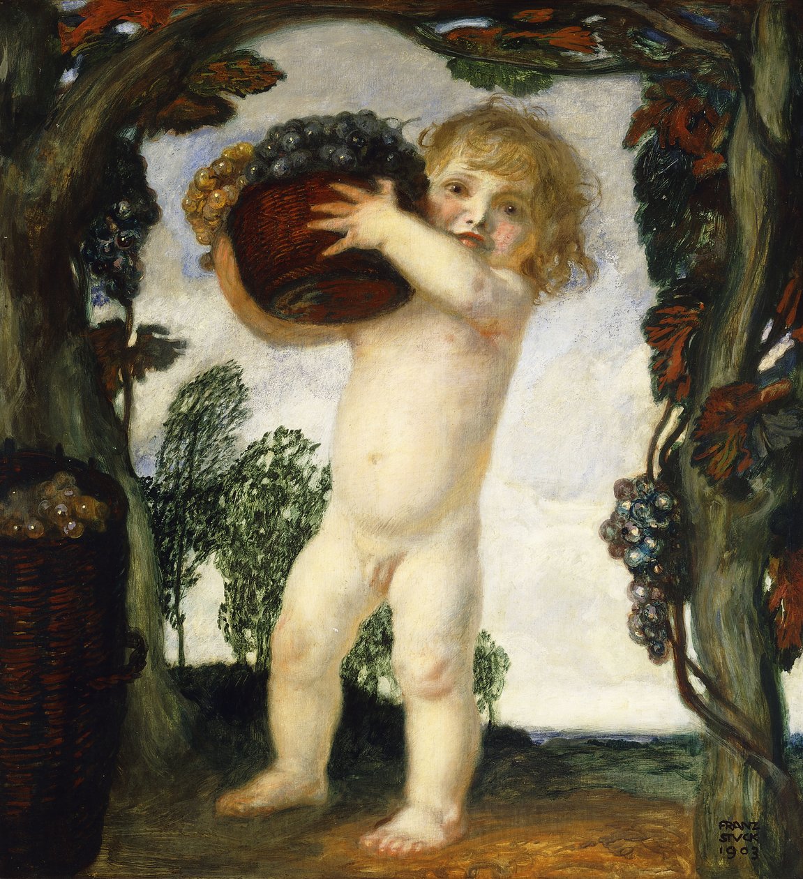 gutt med druer; Gutt med druer, 1903 av Franz von Stuck