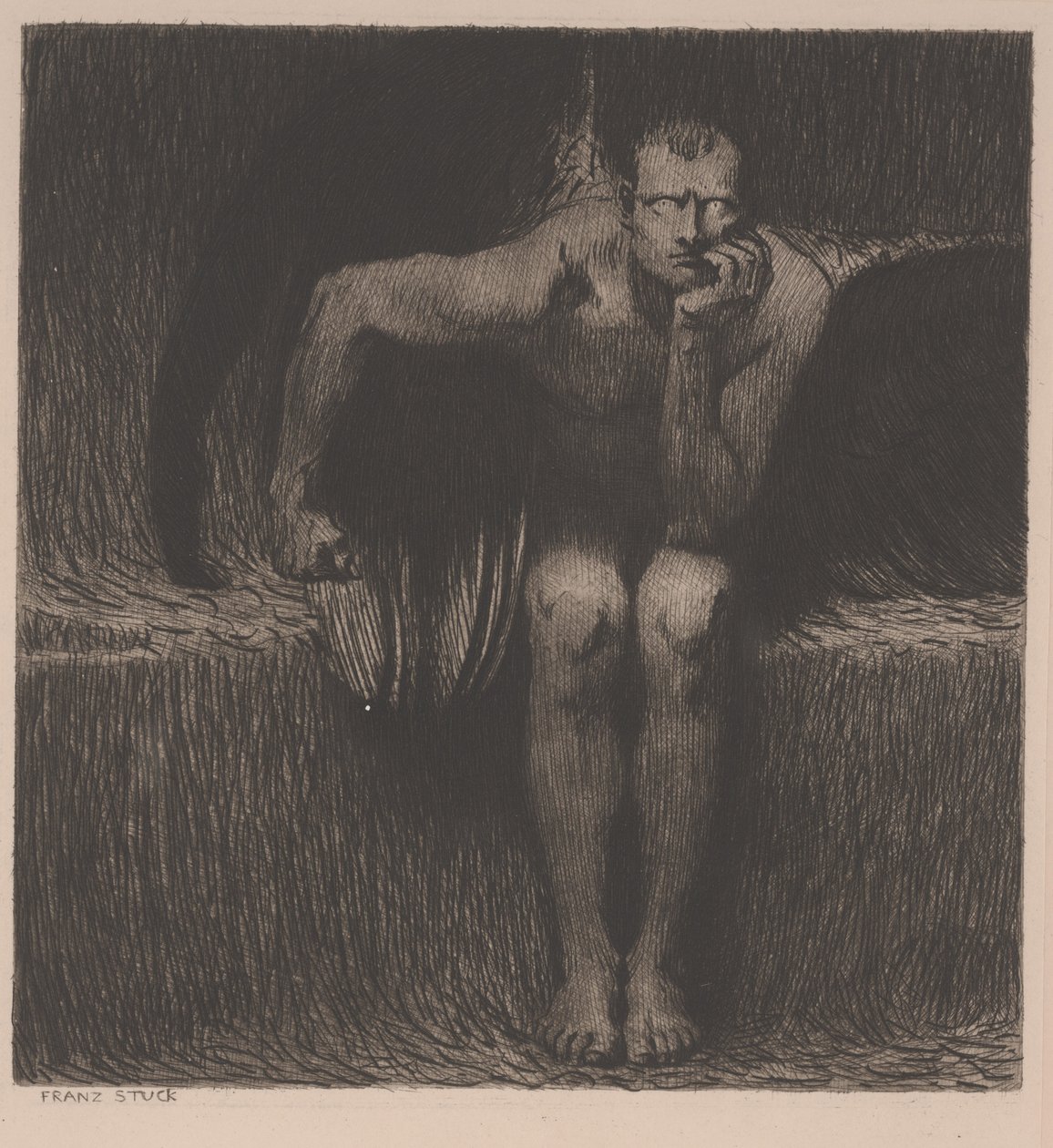 Lucifer, ca. 1890 (radering) av Franz von Stuck