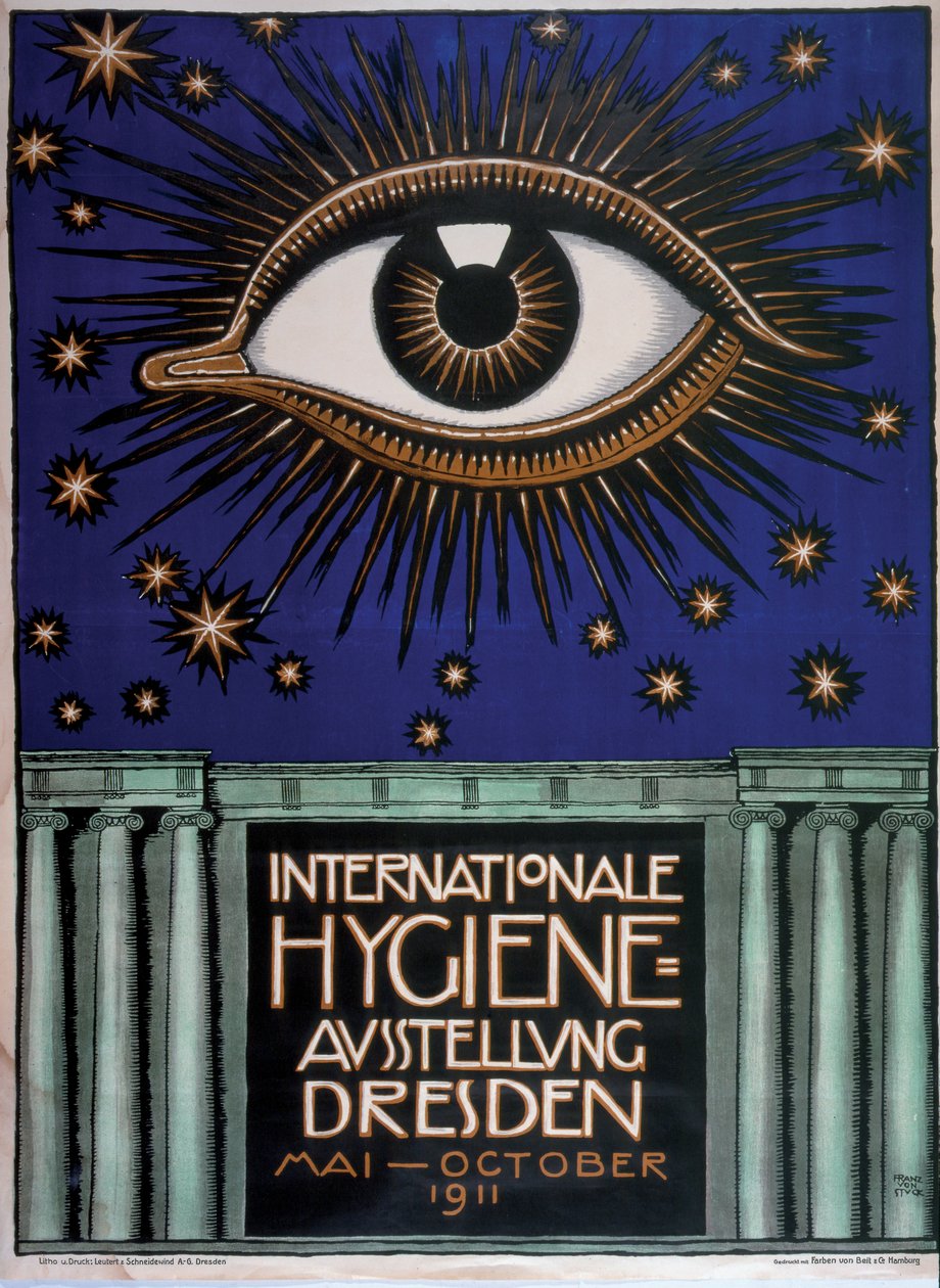 Plakat for den første internasjonale hygieneutstillingen i 1911, 1911 av Franz von Stuck