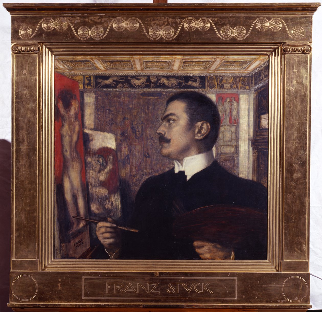 Selvportrett ved staffeliet av Franz von Stuck