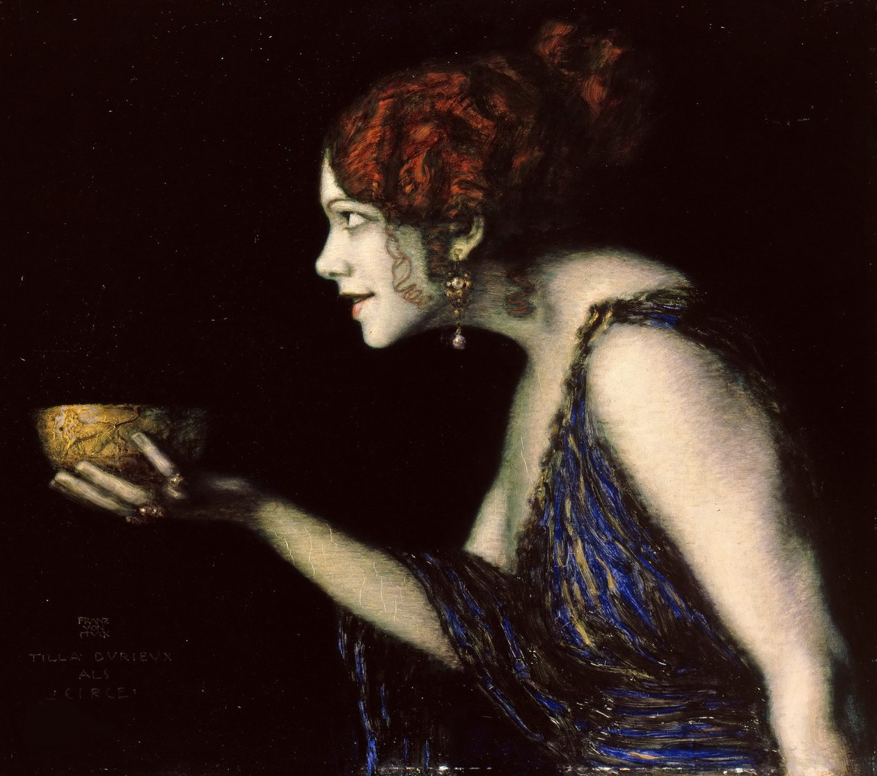 Tilla Durieux 1880-1971 som Circe, ca. 1913. av Franz von Stuck