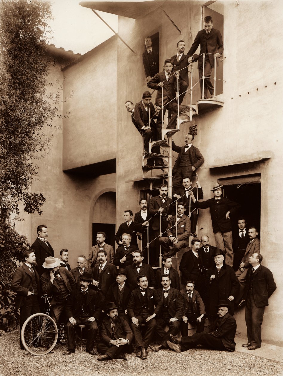 Portrett av de ansatte ved Alinari Brothers fotografiske etablissement, i Firenze, 1899 (glassplate) av Fratelli Alinari Fratelli Alinari