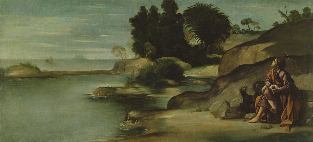 Evangelisten Johannes i et landskap av Juan Bautista Maíno