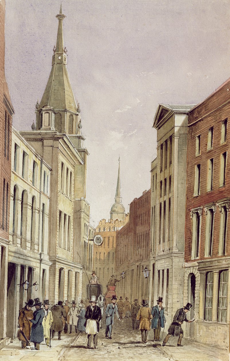 Lombard Street East, med St. Edmund the King, ca. 1850 av Frederick Shepherd