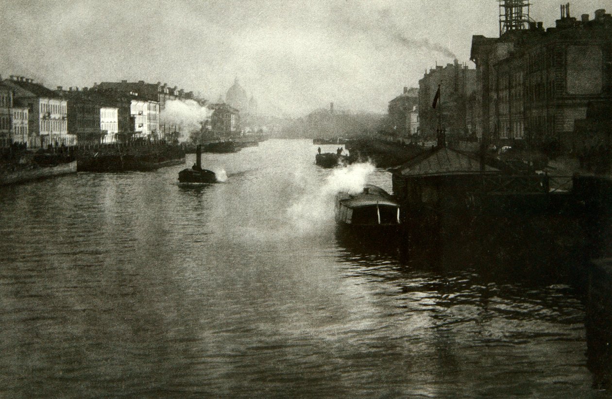 Fontanka-elven i St Petersburg, Russland, 1900-tallet av Fred Boisson