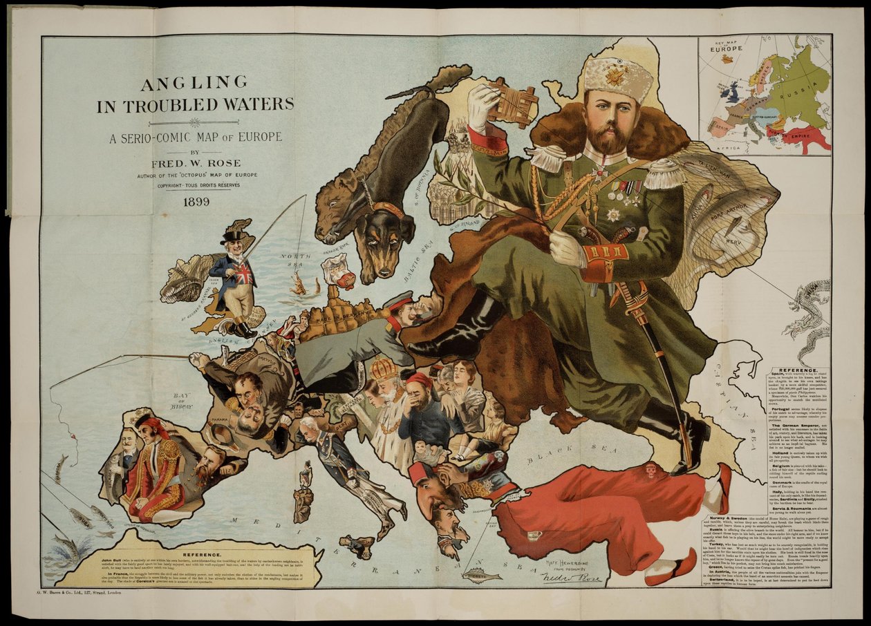 Fiske i urolige farvann. Et serio-komisk kart over Europa av Fred W. Rose