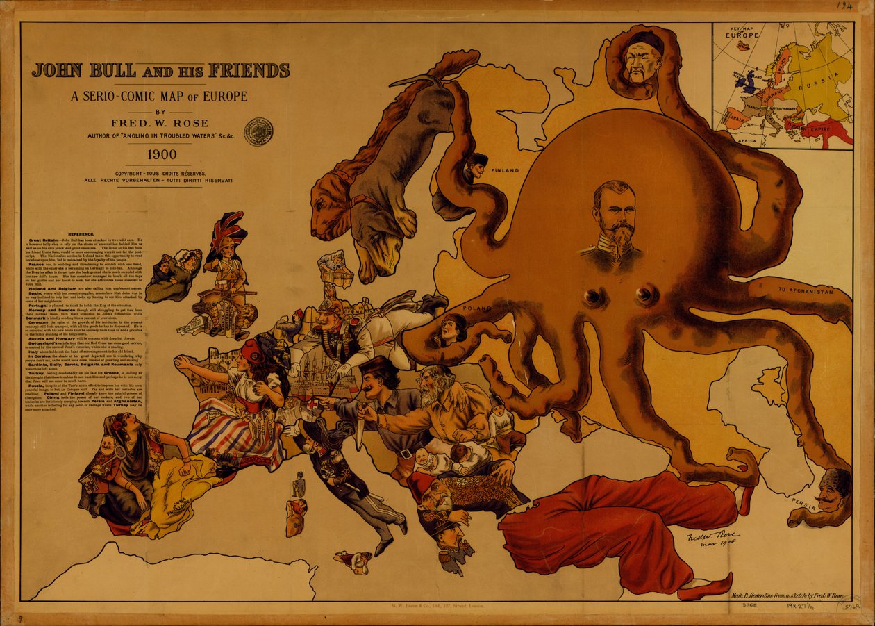 John Bull og vennene hans. Et serio-komisk kart over Europa av Fred W. Rose