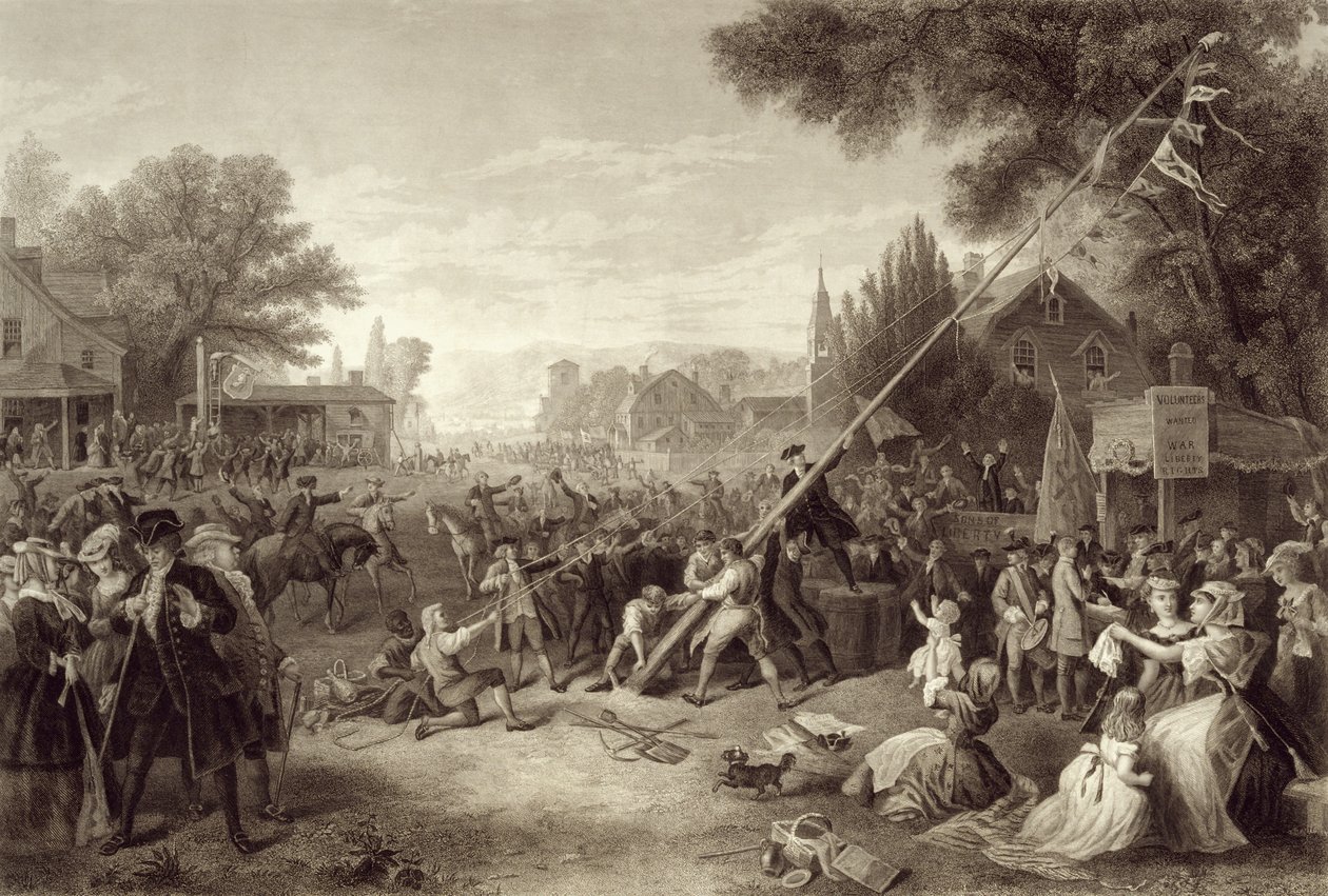 Raising the Liberty Pole, 1776, gravert av John C. McRae, 1875 av Frederic A. Chapman