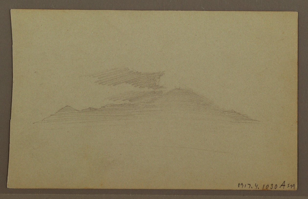 Tegning, fjellkjede, sky av Frederic Edwin Church