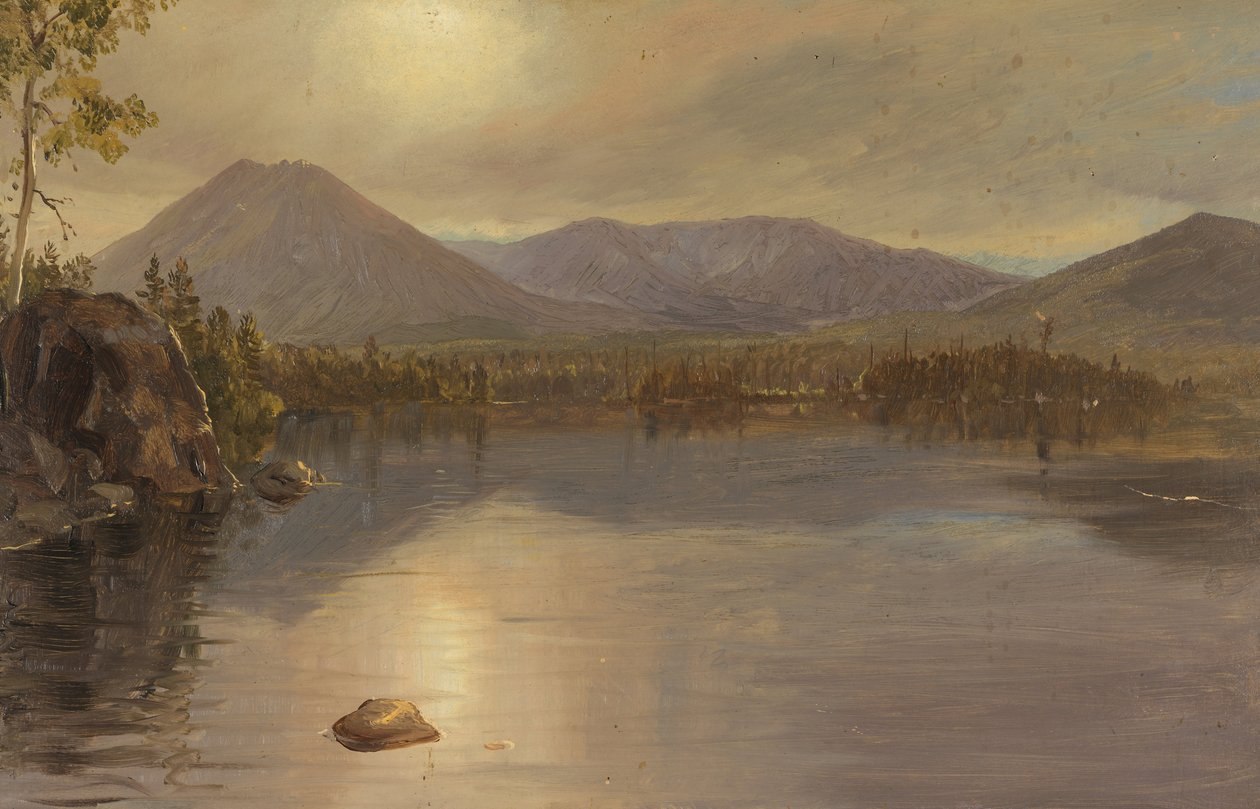 Mounts Katahdin og Turner fra Lake Katahdin, Maine av Frederic Edwin Church