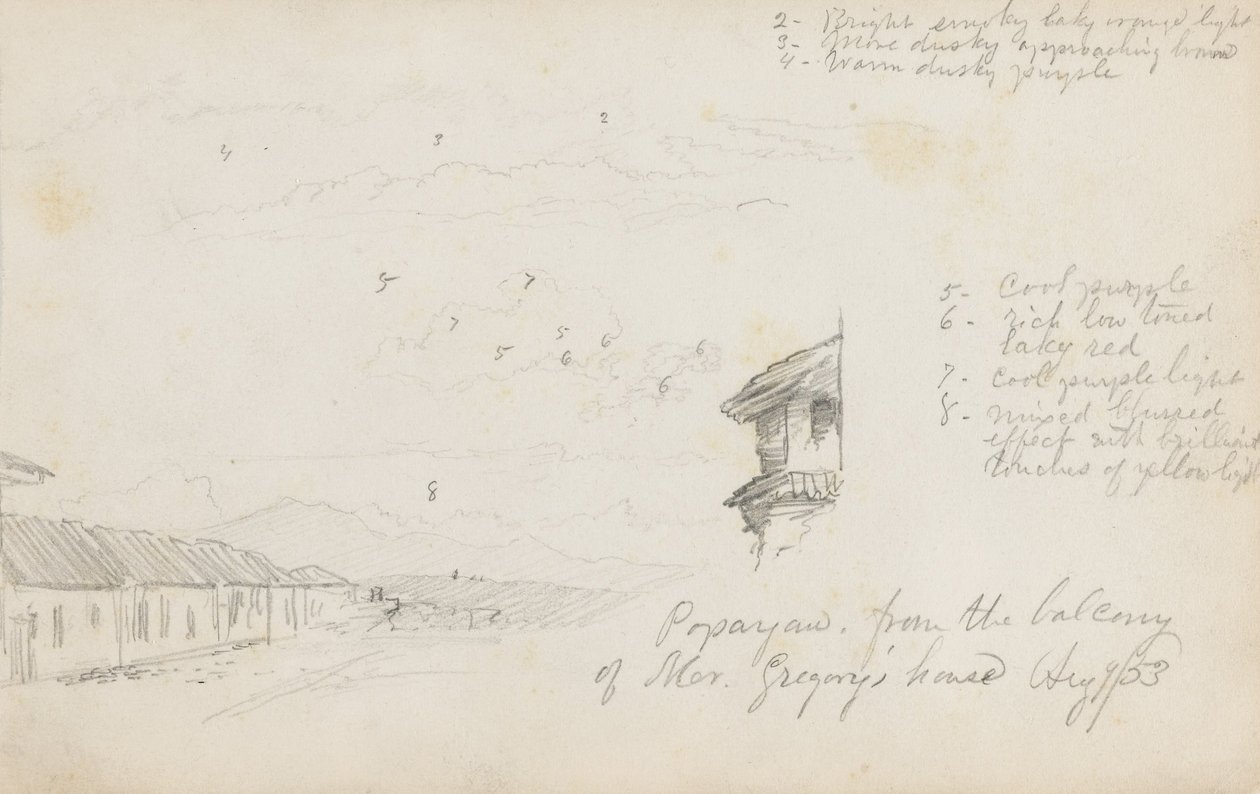 Popayan, Colombia; Verso- Fjellandskap, Colombia av Frederic Edwin Church