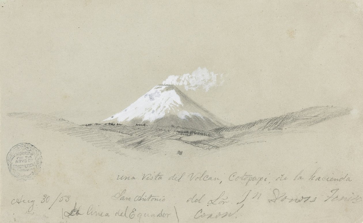 Utsikt over Cotapaxi fra Hacienda San Antonio, Ecuador av Frederic Edwin Church