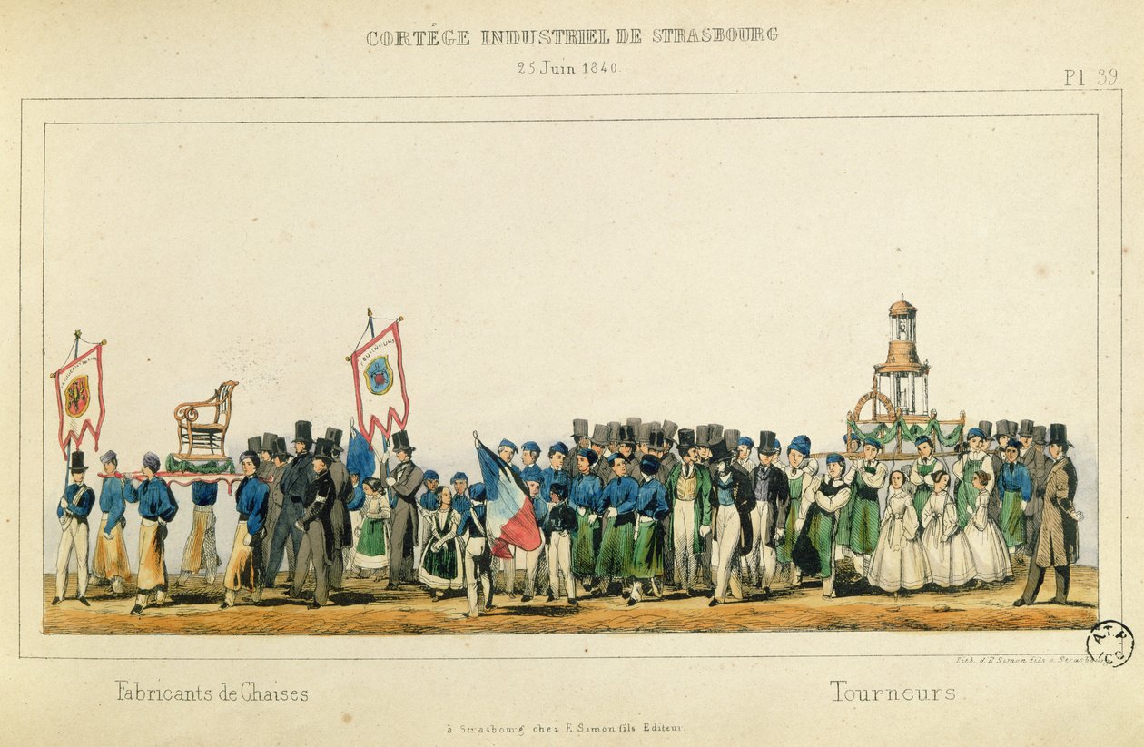 Prosesjon av stolprodusentene i Strasbourg, 25. juni 1840 av Frederic Emile Simon