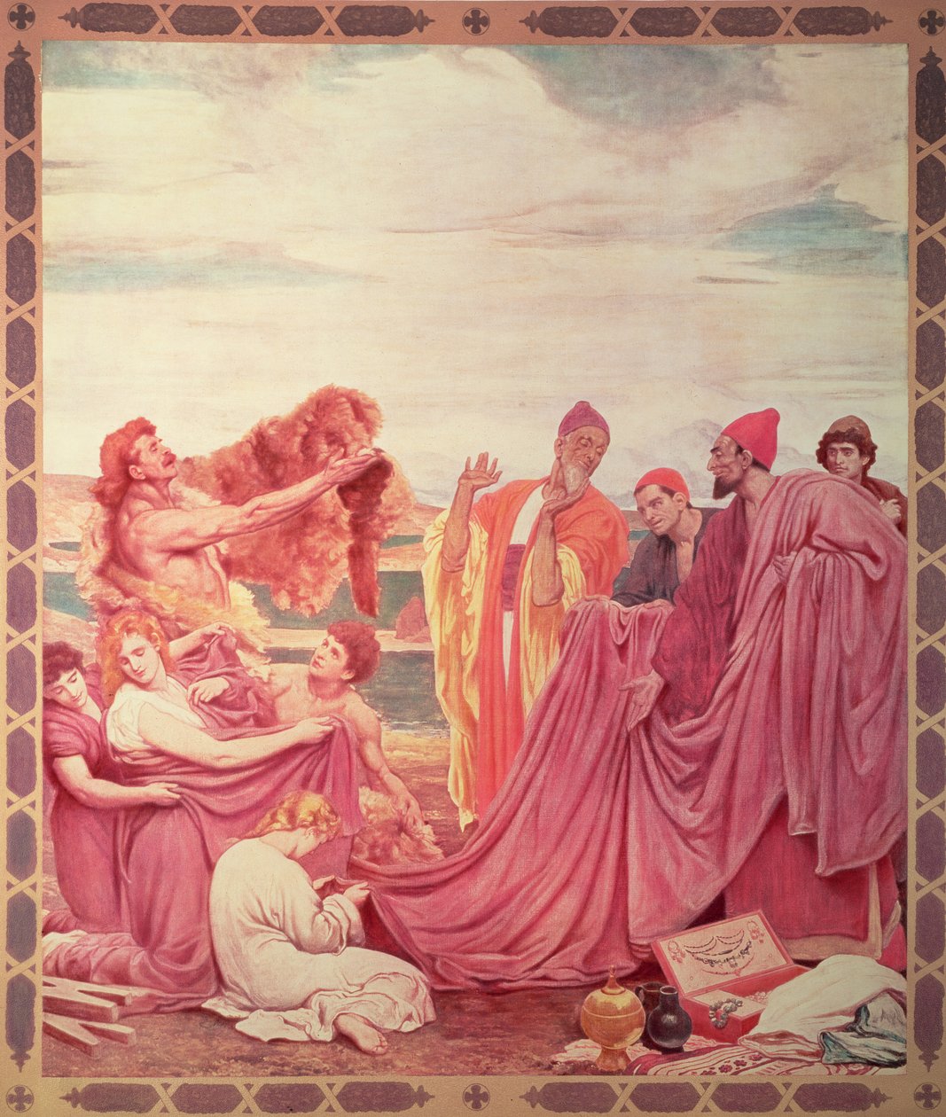 Fønikere som handler med tidlige briter, kopi av et maleri i Royal Exchange, publisert i 1895 (fotomekanisk prosess) av Frederic Leighton