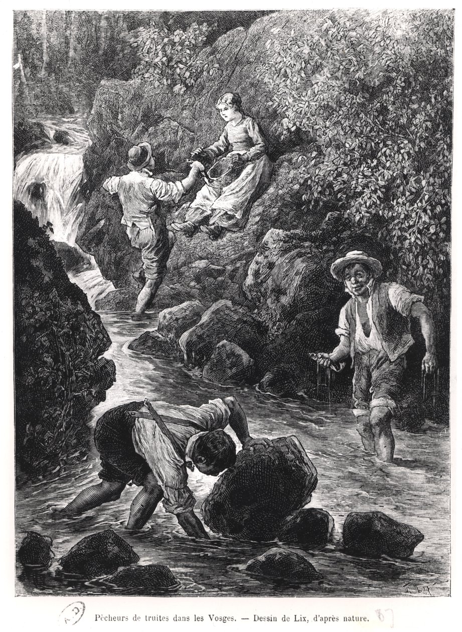 Fiske etter ørret i Vosges, 1887 av Frederic Theodore Lix