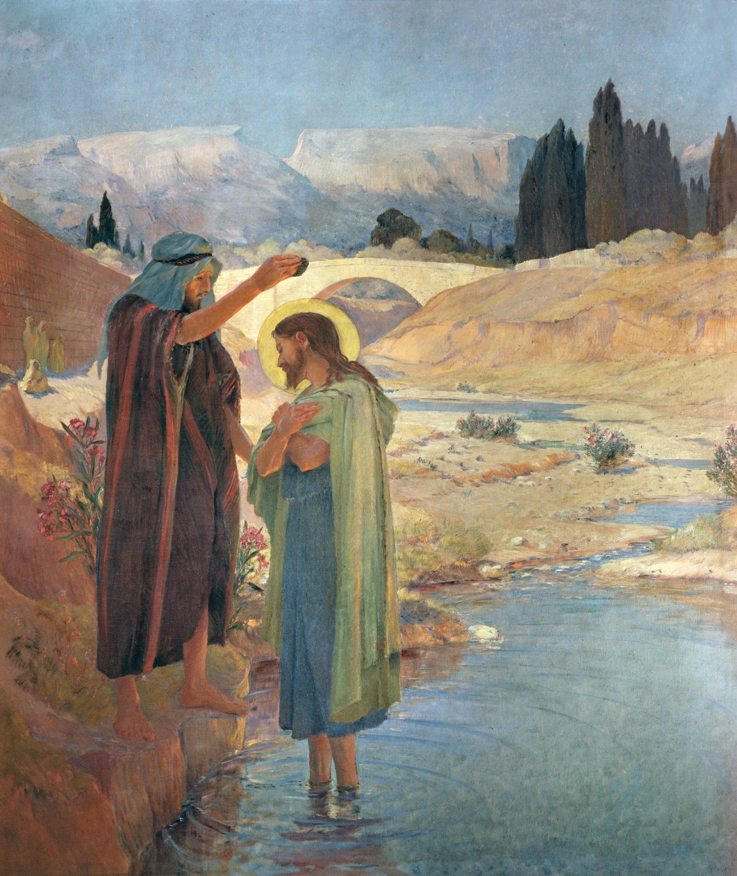 Kristi dåp i vannet i Jordan, 1917 av Frederic Montenard