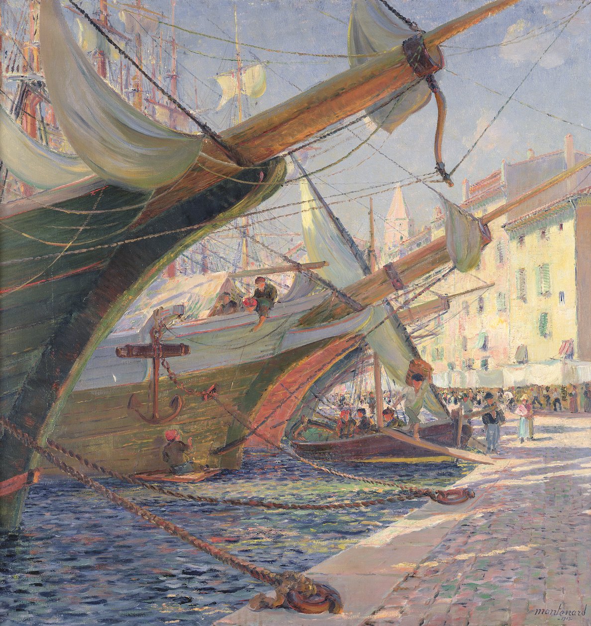Utsikt over en middelhavshavn, 1913 av Frederic Montenard