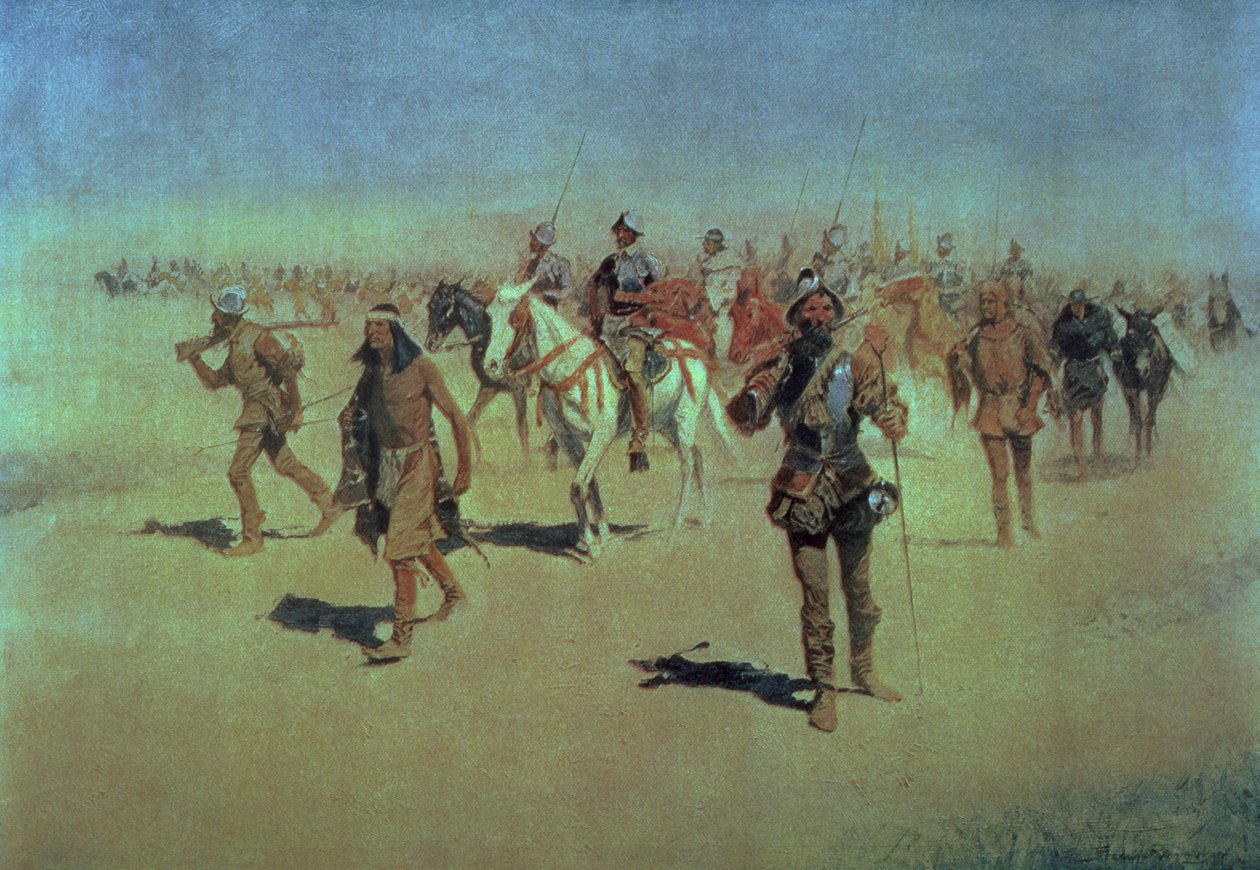 Francisco Vasquez de Coronado (ca. 1510-54) på vei over New Mexico, fra 