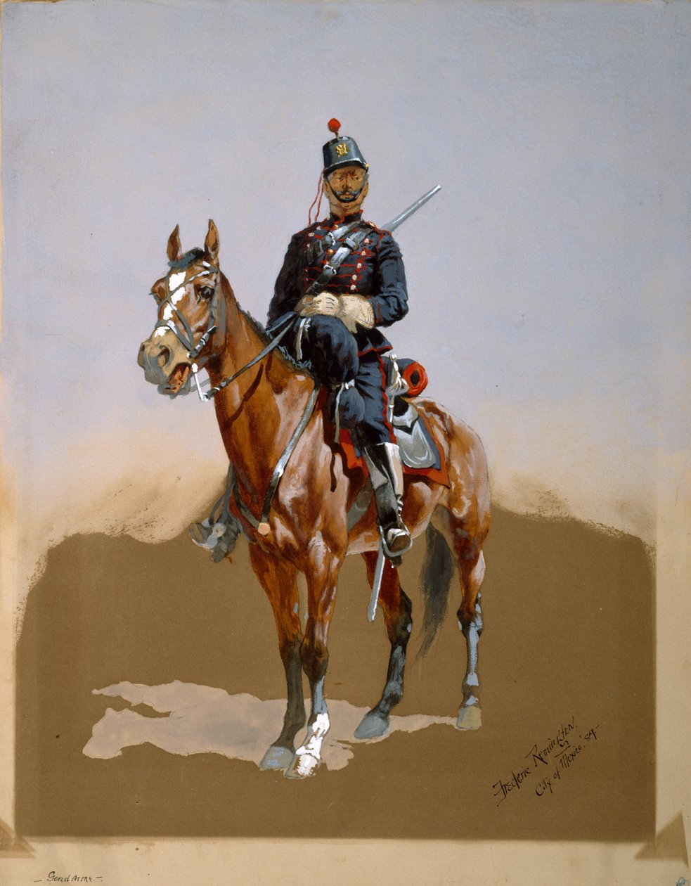 The Gendarme, 1889 (wc, blekk og gouache på papir) av Frederic Remington