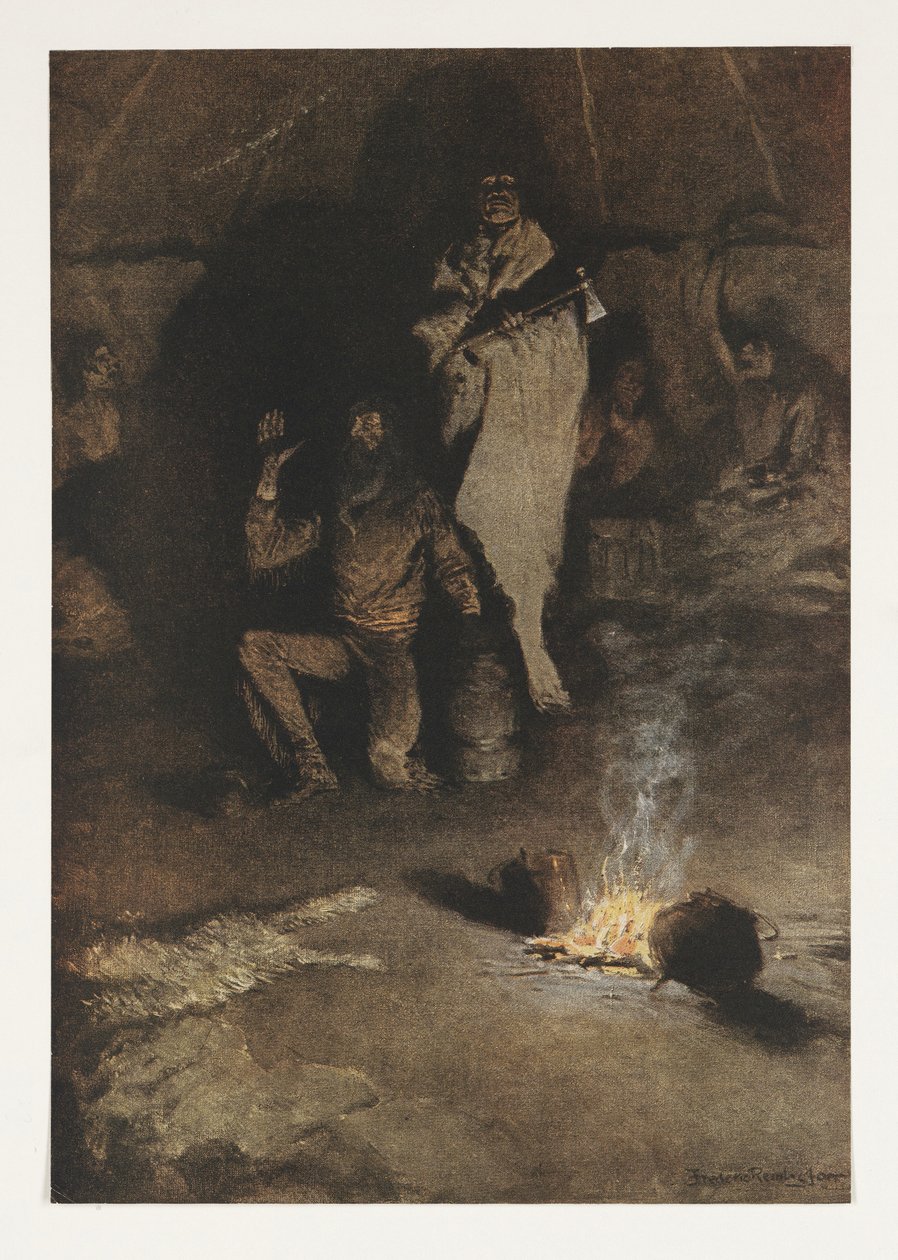 Vakten til whiskyhandleren, fra Colliers Weekly, pub.1906 av Frederic Remington