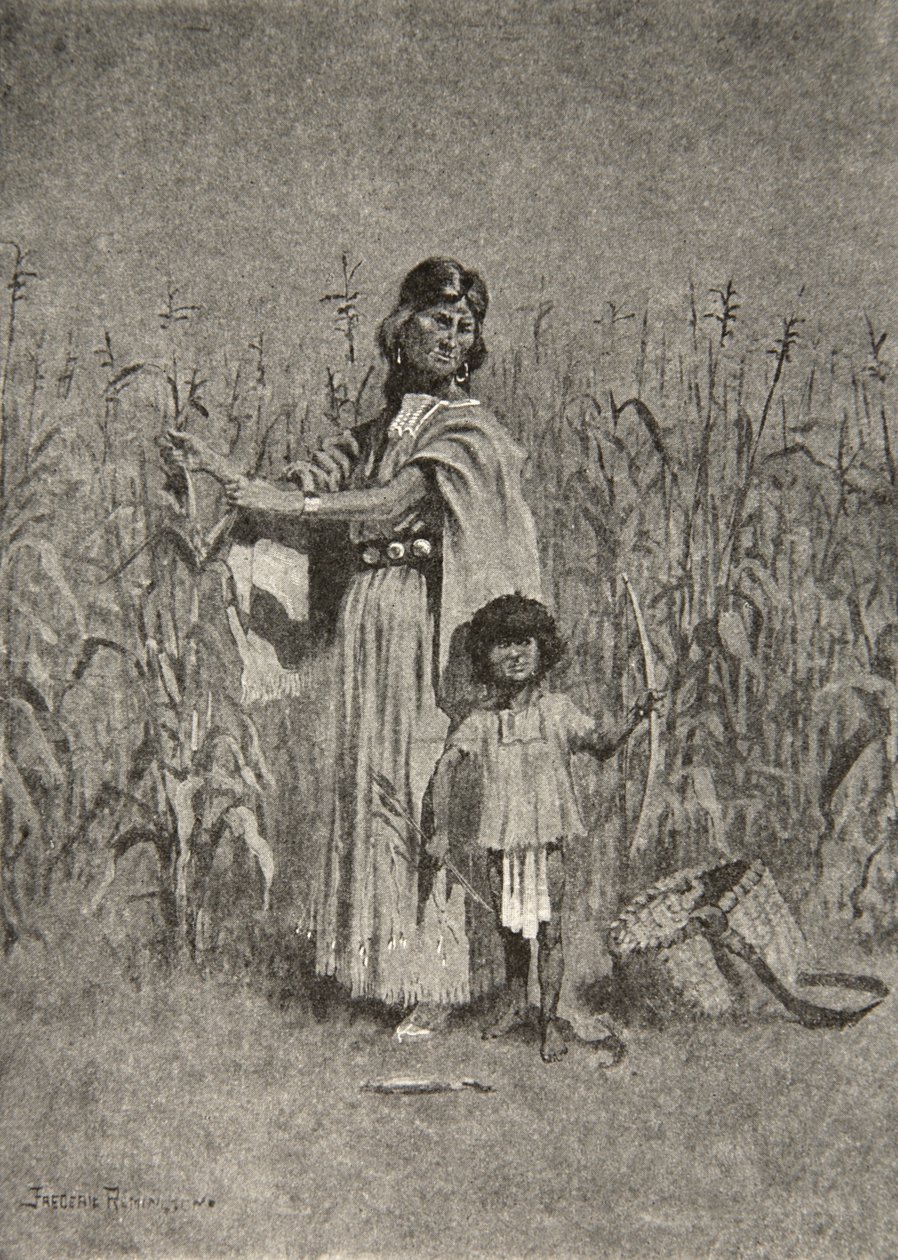 «Det var kvinnene som i høst fjernet høstens gule skall, fra The Song of Hiawatha av Henry Wadsworth Longfellow (1807-82), pub. av George G. Harrap und Company Ltd., 1911 av Frederic Remington