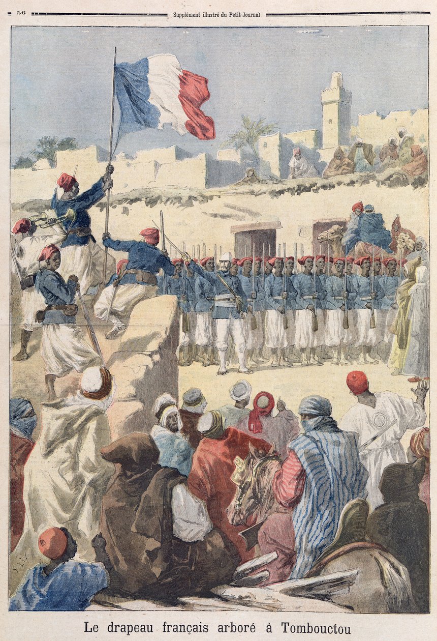 Heisingen av det franske flagget i Timbuktu (Mali) fra 