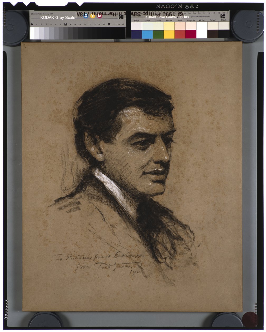 Portrett av Arthur Putnam, 1912 (kull på papir) av Frederic Yates