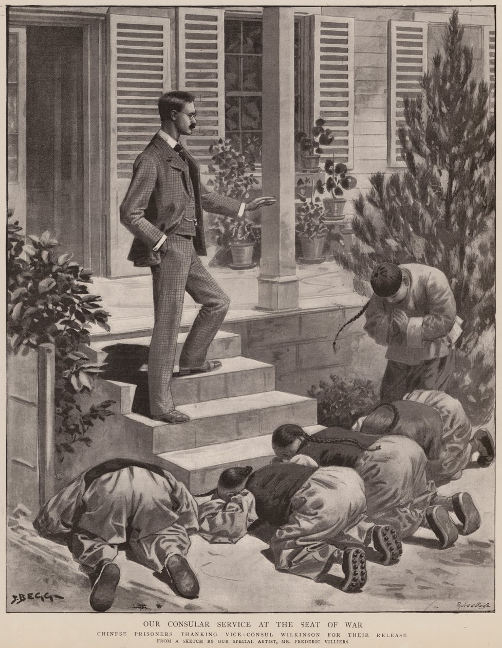 Vår konsulære tjeneste ved krigsskuet (litografi) av Frederic (after) Villiers