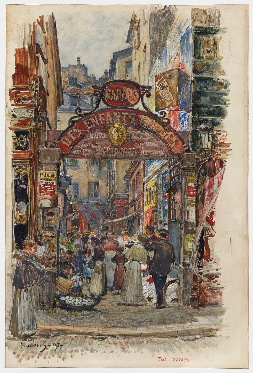 Inngang til Marché des Enfants-Rouges, 39, rue de Bretagne av Frederic Anatole Houbron