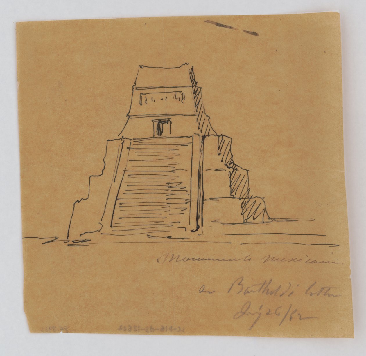 Høydeskisse for sokkelen for Frihetsgudinnen, New York, 1882 av Frederic Auguste Bartholdi