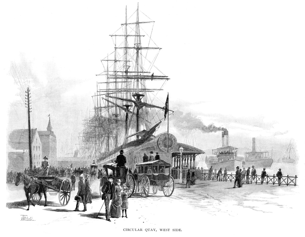 Circular Quay, vestsiden, Sydney, New South Wales, Australia, 1886. av Frederic B. Schell