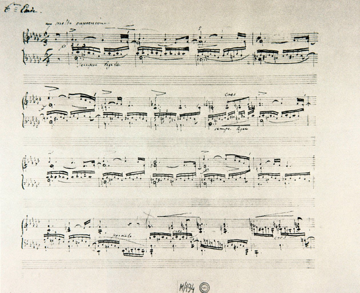 Partitur av "Etudes for piano opus 10" av den polske komponisten Frederic Chopin (1810-1849) av Frederic Chopin