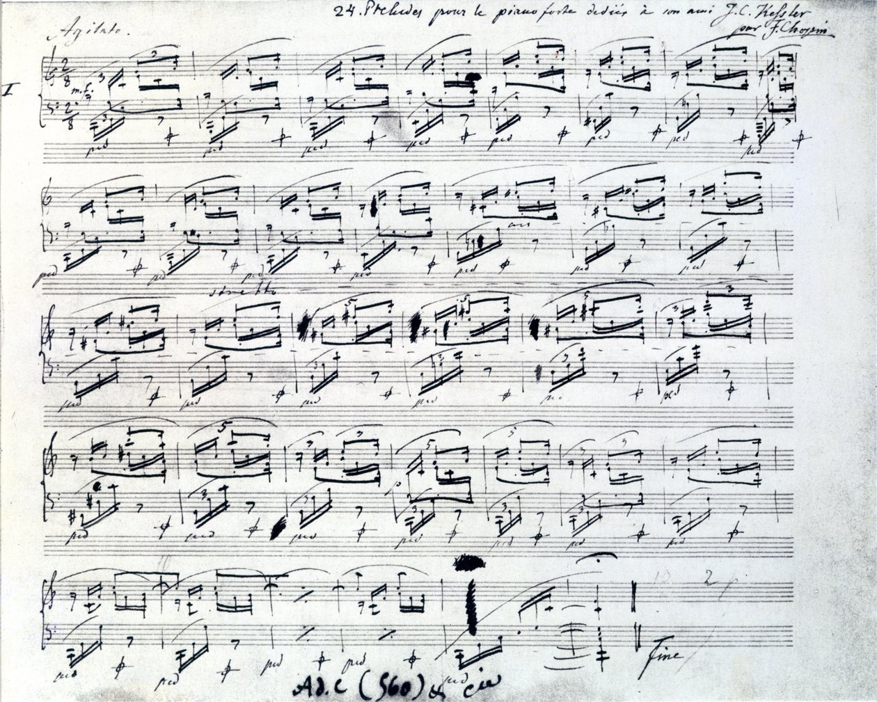 Noter til Prelude 1 for piano av Frederic Chopin (1810 - 1849), polsk komponist. av Frederic Chopin
