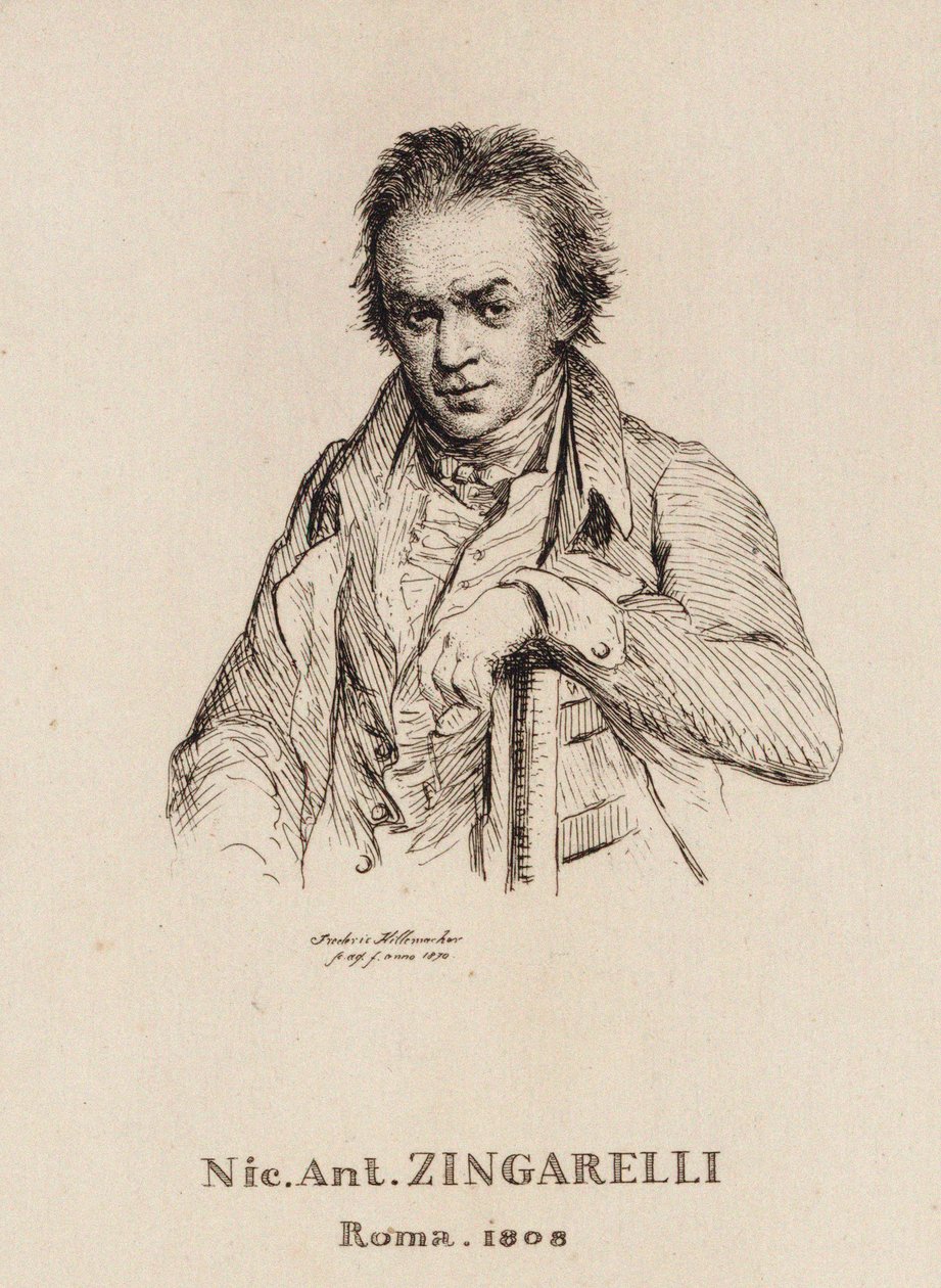 Portrett av komponisten Nicola Antonio Zingarelli 1752-1837. av Frederic Desire Hillemacher