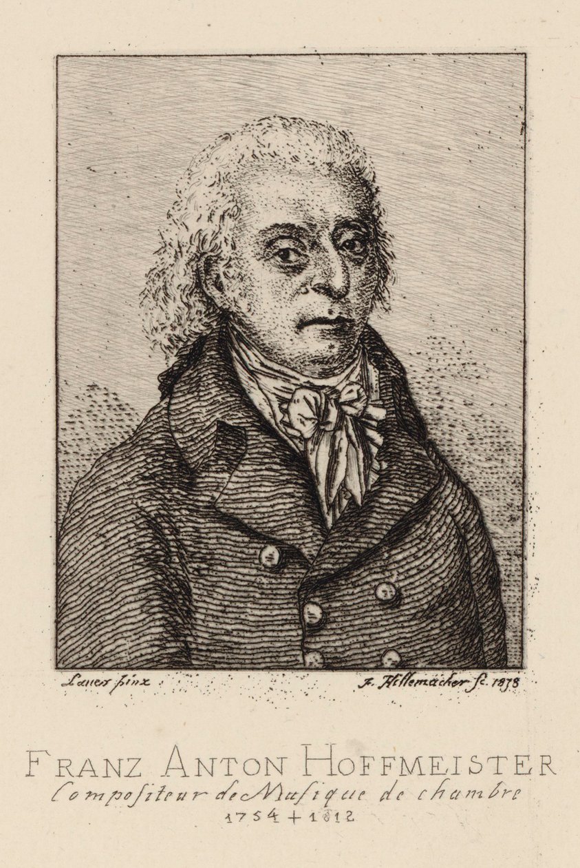 Portrett av komponisten Franz Anton Hoffmeister 1754-1812. av Frederic Desire Hillemacher