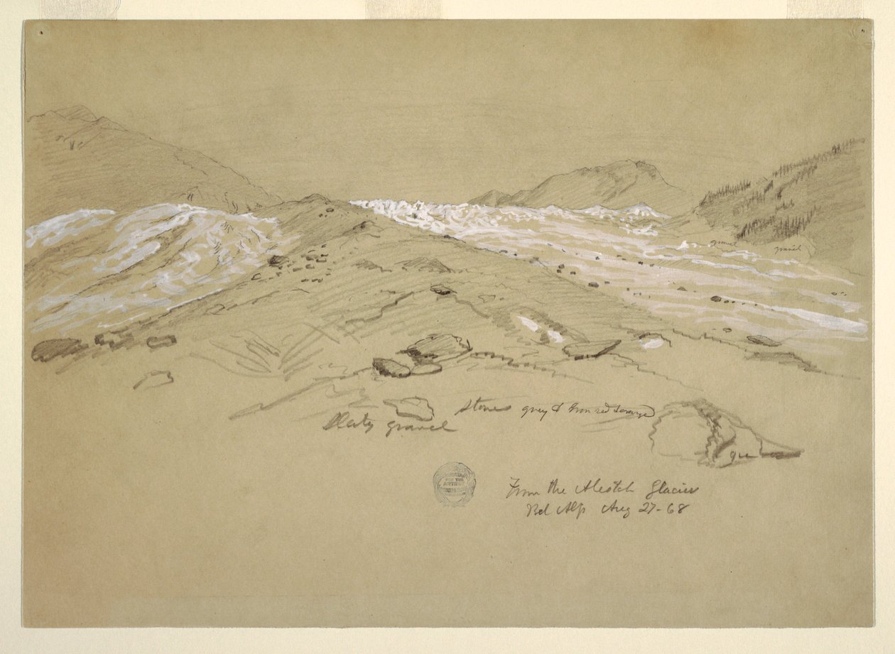 Aletschbreen, Berner Alpene, Sveits av Frederic Edwin Church