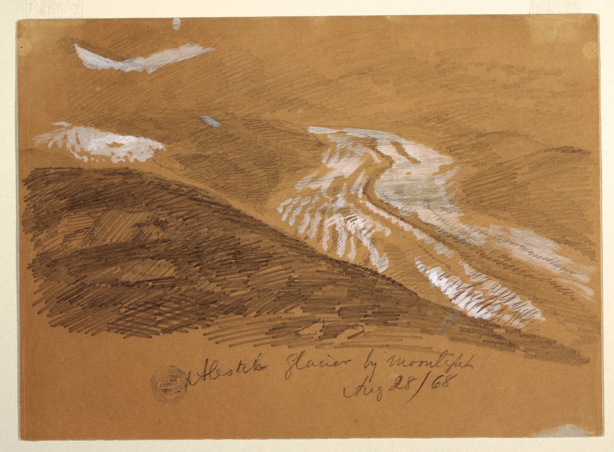 Aletschbreen ved Moonlight, Berner Alpene, Sveits av Frederic Edwin Church