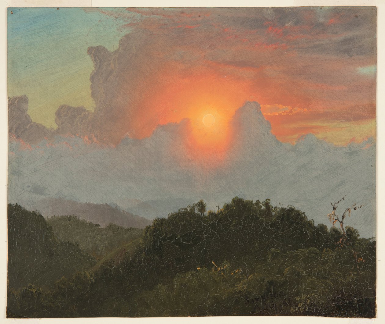 Skyer og solnedgang, Jamaica av Frederic Edwin Church