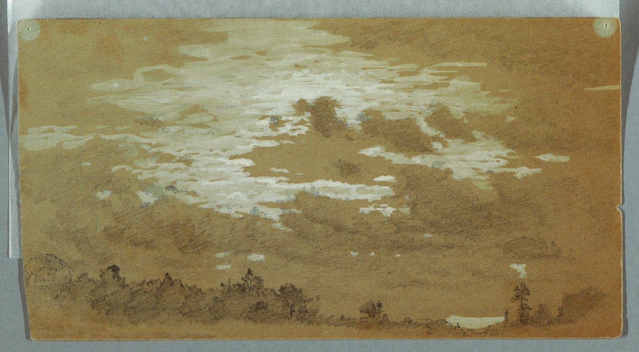 Skyet himmel over en skogkledd ås, Niagara av Frederic Edwin Church