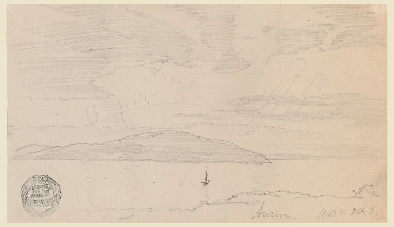 Tegning, nordlys, Mount Desert Island, september 1860 av Frederic Edwin Church