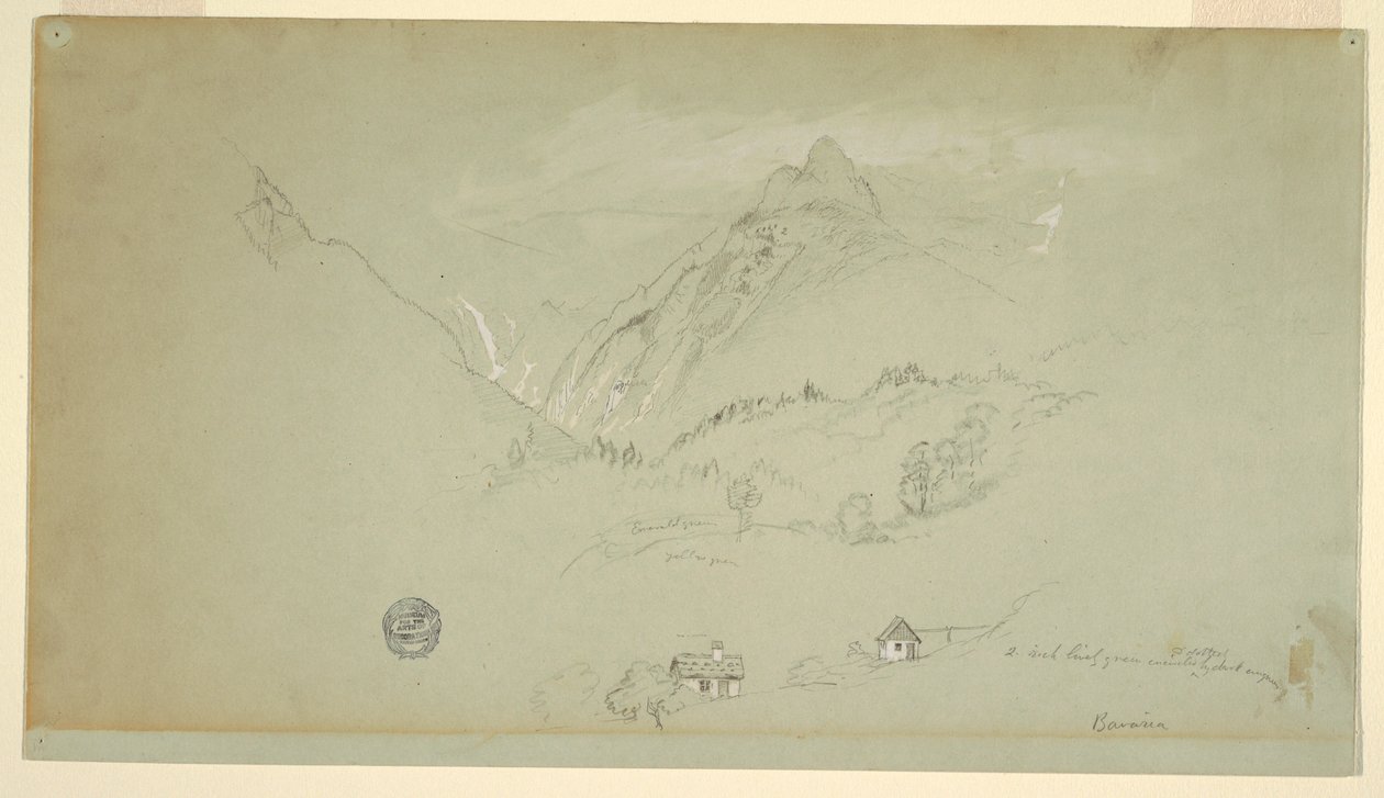 Tegning, Berchtesgaden, Bayern, juni–august 1868 av Frederic Edwin Church