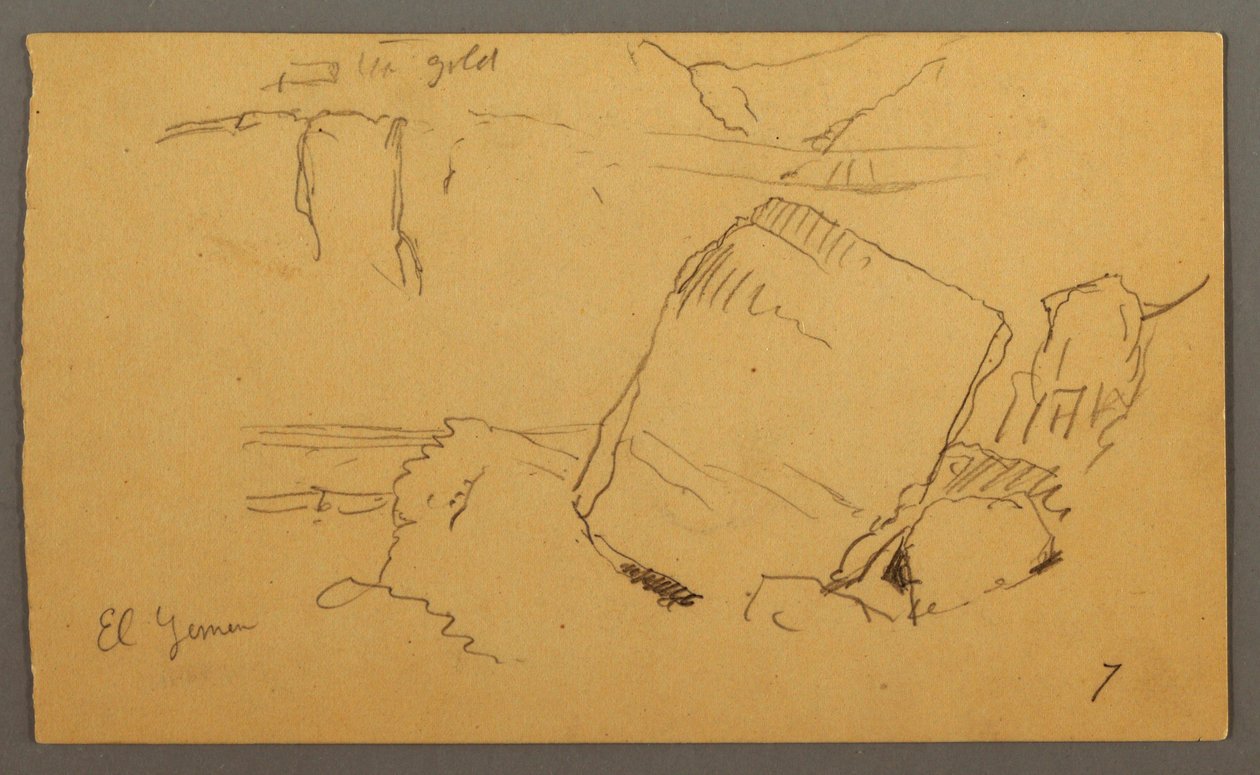 Tegning, steinblokker, muligens februar 1868 av Frederic Edwin Church