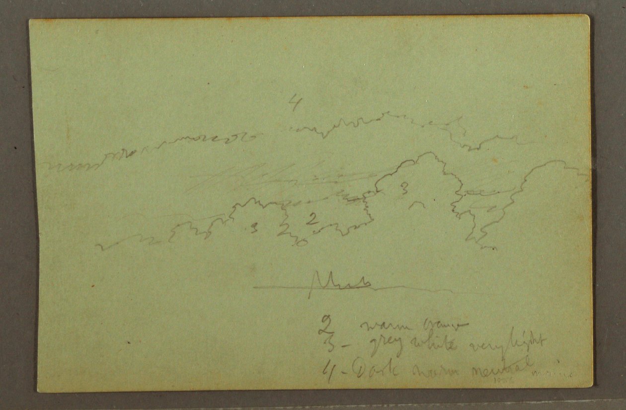 Tegning, skystudie, muligens 1856 av Frederic Edwin Church