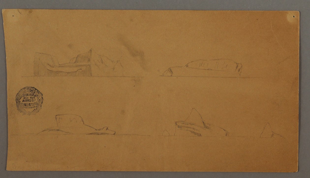 Tegning, flytende isfjell, muligens 1859 av Frederic Edwin Church