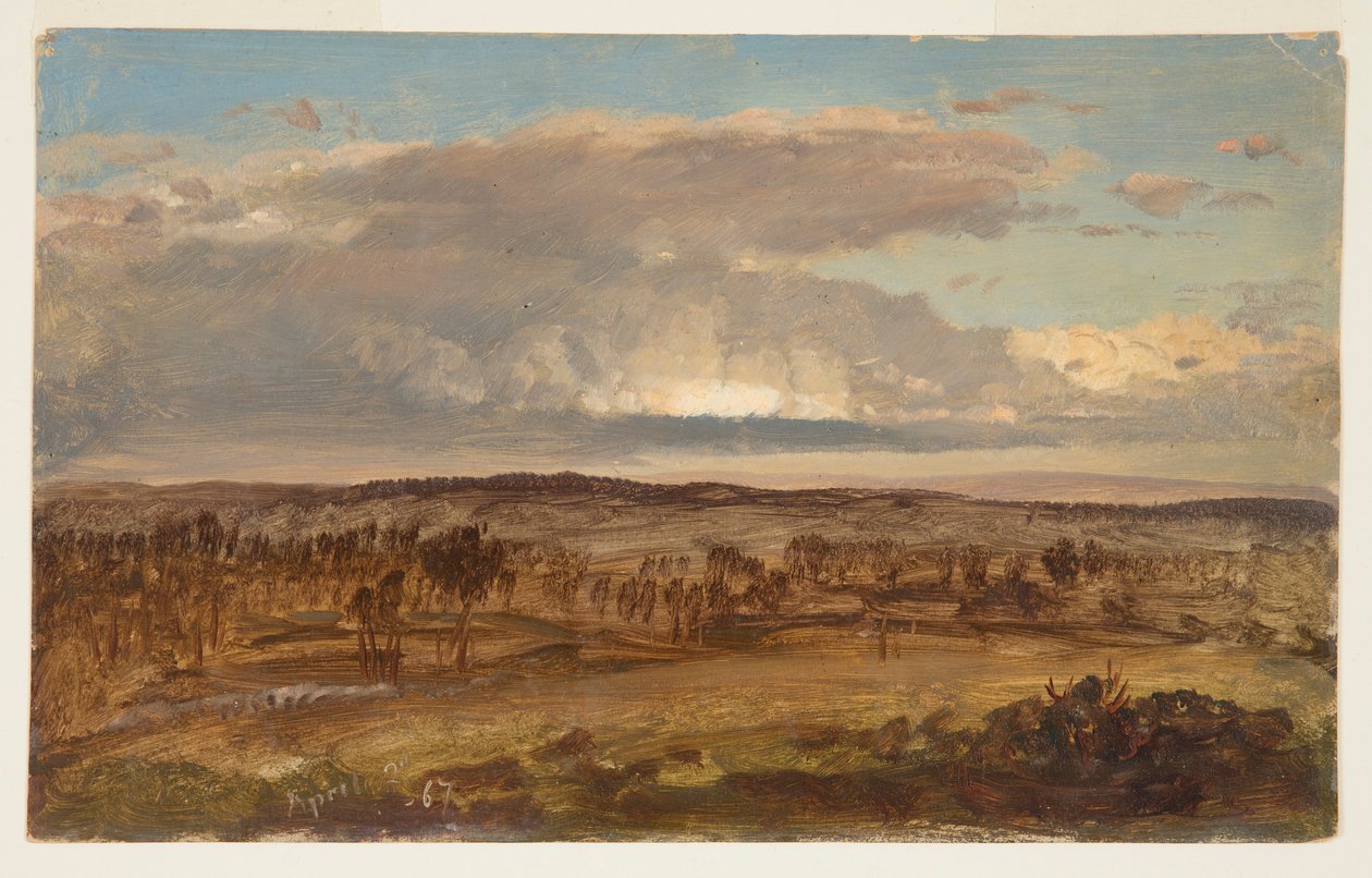 Tegning, Hudson Valley, april 1867 av Frederic Edwin Church