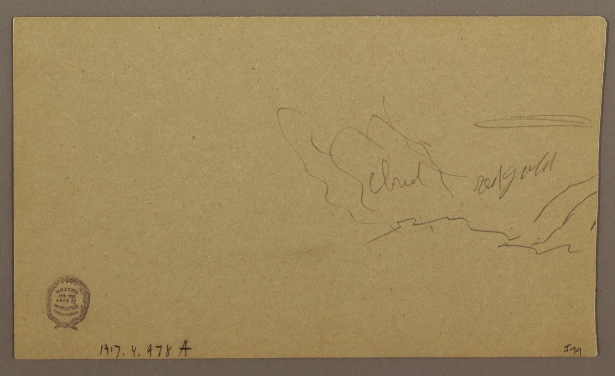 Tegning, landskap; Versjon: Himmel, august 1865 av Frederic Edwin Church