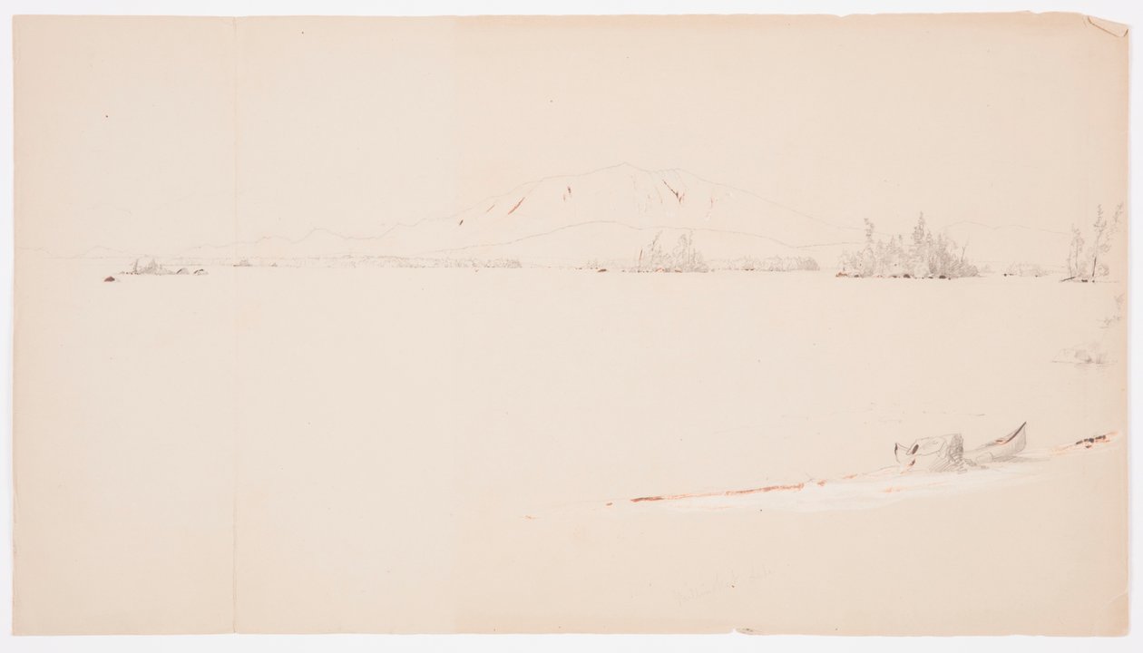 Tegning, Millinocket Lake, Maine, september 1878 av Frederic Edwin Church